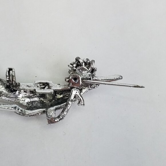 ROADRUNNER Pin Bird Brooch Blue Eye Unsigned Silver Tone Metal Lapel Hat Vintage - Picture 6 of 10